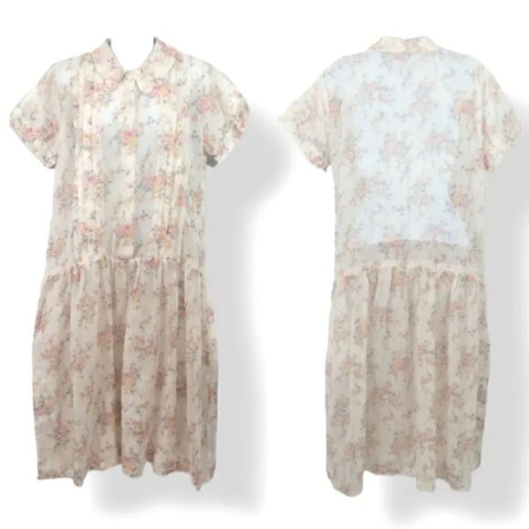 Vintage Handmade 1920s Style Cottagecore Prairie Floral Drop Waist Day Dress - Picture 12 of 12